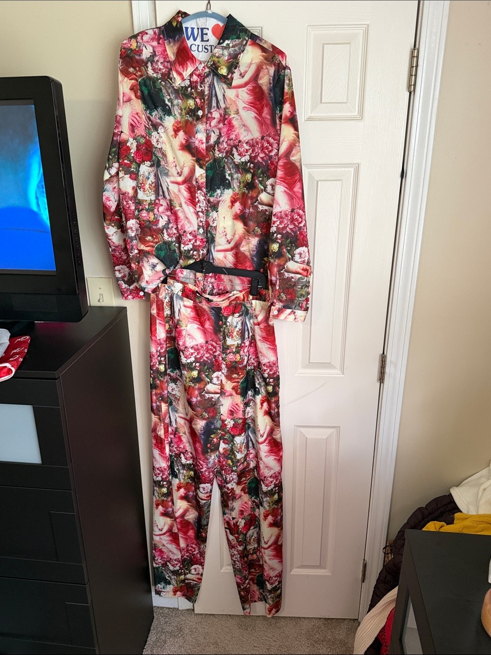 Floral Print Kids Pajama Set - Pink Multicolor